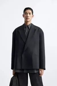 Giacca blazer doppiopetto Zara Studio Nicholson nero antracite taglia 54 nuova senza etichette - Foto 1 di 5