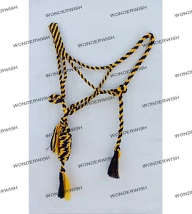 Nylon Yellow & Black Designer Horse Rope Halter With Lead 3 Sizes By Wonder wish - Picture 1 of 6