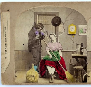 Michael Burr Stereoview n.91 Vincere I Guanti Colorati Anni 1860 - Foto 1 di 3