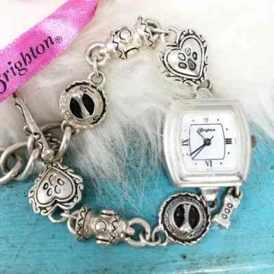 RELOJ Brighton Pedigree PERRO Dije Placa Plata Eslabón Pulsera Batería Nueva Funcionando - Imagen 1 de 4
