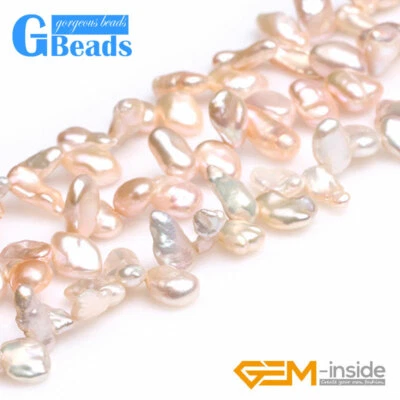 Розовый белый синий свободной формы пресноводный жемчуг бисер для изготовления ювелирных изделий 15» 6 x 8 мм - Изображение 1 из 4