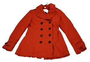 Burberry Brit Jacket Womens Sz 6 Red Riding Pea Coat Equestrian Horse 100% Wool - Picture 1 of 17