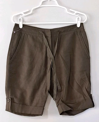 Pantalones Cortos Eileen Fisher 100% Algodón Orgánico Ciudad XS Botón Bolsillos Laterales Cordón Foto 1 de 4