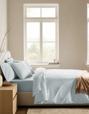 NWT QUINCE CLASSIC ORGANIC PERCALE DUVET COVER ONLY FULL QUEEN LIGHT BLUE COTTON - Image 1 of 4