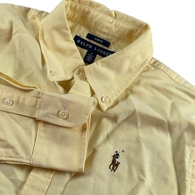 Ralph Lauren Kids Yellow Cotton Slim Fit Long Sleeve Button-Down Shirt - Image 1 of 4
