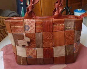 Radley Leather Handbag Woven Patchwork Vintage Grab Bag - Picture 1 of 6