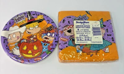 VINTAGE Rugrats Halloween 9” Design Ware Paper Plates & Napkins 1998 - Image 1 of 4