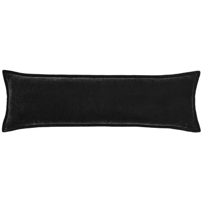 Almohada lumbar de terciopelo de seda sintética Stella HiEnd Accents, 14x42 pulgadas, negra, romana... Foto 1 de 2