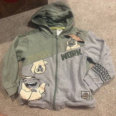 Disney Raya Green/Grey mix hoodie with Team Work detail to fit age 7-8 Years. - Image 1 of 4