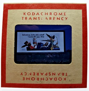 Kodachrome Red Border Slide | *1949* MOBILOIL CARTOON OIL Plakat Schild Werbung - Bild 1 von 3