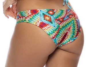 New Luli Fama Women's Small Blue Red Wildheart Full Tab Reversible Swim Bottom - Picture 1 of 5