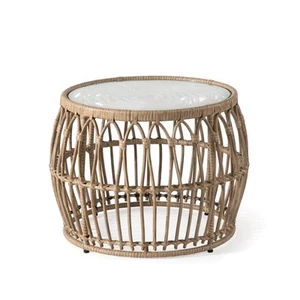 Muse & Lounge Co. Ysar Boho Rattan Round Coffee Table Outdoor with 5mm Temper... - Picture 1 of 9