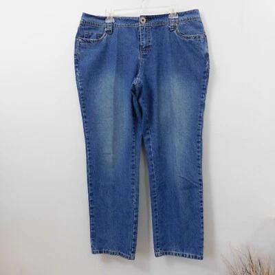 Pantalones de mezclilla Avenue Jeans azul algodón 73960 recto tiro medio para mujer 16 promedio Foto 1 de 4