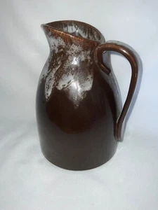Vintage Art Brown Drip Glaze Pitcher Beautiful 7.5" Heavy Spouted Pitcher Handle - Picture 1 of 10