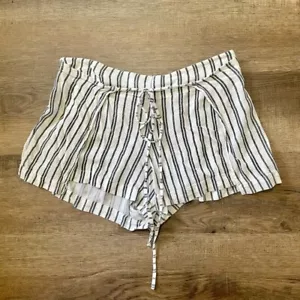 Billabong Women's Striped Pull On Stretchy Beach Shorts Navy and White, Size Med - Picture 1 of 6