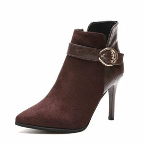 Sexy Mujeres Mezclados Imitación Gamuza Tacones de aguja Hebilla Correa Tacones altos Zapatos Punta puntiaguda - Imagen 1 de 4