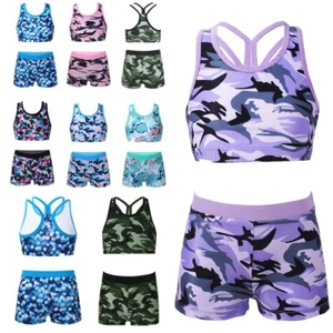 Kids Girl's Vest And Shorts Surfing Swimwear Outdoor Swimsuit Swim Athletic - Picture 1 of 39