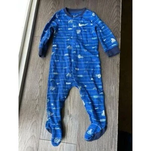 Nike Bebé Deportes Patrón Pijama Pies Dormir Azul Algodón Cremallera Footie 6-9M - Imagen 1 de 3
