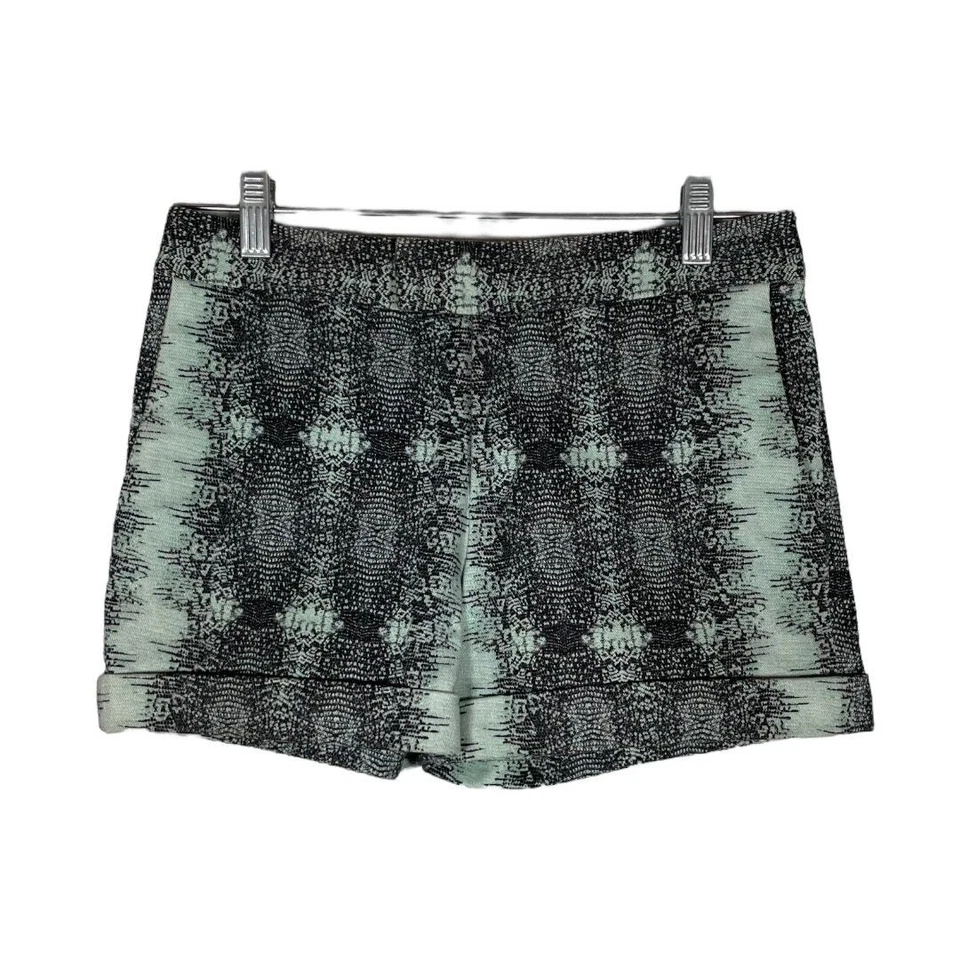 Pantalones Cortos Derek Lam 10 Crosby Verde Negro Estampado Puños Talla: 0 Foto 1 de 4