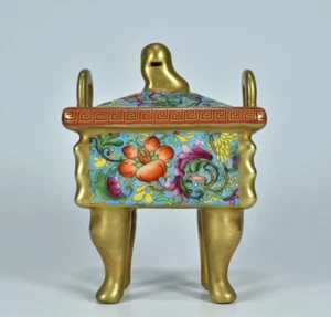 4.8''   China ancient the Imperial Palace Qing Dynasty square Aromatherapy stove - Picture 1 of 9