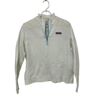 Vineyard Vines Pullover Quarter Zip Whale Logo White Sweatshirt Large - Picture 1 of 12