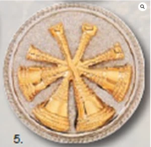 1-5/8" Flowered two tone bugles on disc DEPUTY CHIEF FIRE DISTRICT SCREW/CLUTCH - Picture 1 of 1