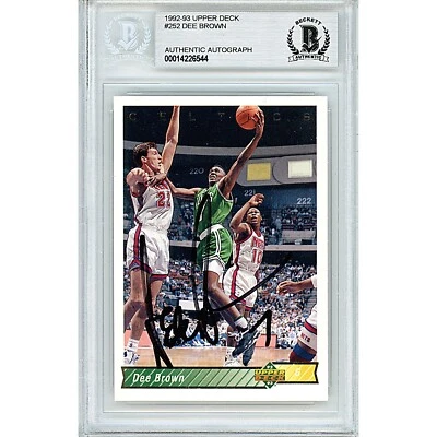 Dee Brown Signed 1992-93 Upper Deck #252 Boston Celtics Beckett BAS Slabbed Auto - Image 1 of 4