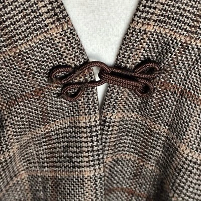 Xadrez feminino ESKANDAR cashmere gola V Lagenlook manga quimono solta cardi 1 P/M - Imagem 1 de 4