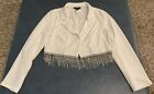 Sincerely Jules Women?s L White Cropped Party Jacket With Rhinestone Bling NWT