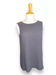New $238 EILEEN FISHER Jewel Boat Neck Shell Tank Top Blouse Graphite Gray sz S - Picture 1 of 9