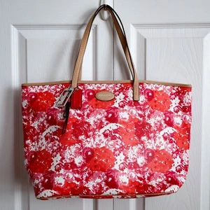 Coach Metro Tote Bag Large Floral Pink Print Coated Canvas & Leather Trim F31314 - Picture 1 of 8