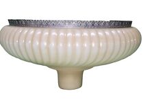 Rare w/ Trim Ring Torchiere Cream Ribbed Lamp Shade Funeral Home Floor 