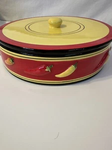 TORTILLA WARMER Ceramic Hot Peppers Decor - Picture 1 of 13