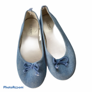Old Navy Ballet Flats Girl 3 Chambray Blue With Bow Beach Vacation