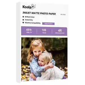 Koala Premium mattes Fotopapier 4x6 48lb 100Ct für Tintenstrahldrucker Epson HP Canon - Bild 1 von 11
