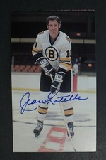 Jean Ratelle Boston Bruins HOF Signed Autographed 3x5 Vintage Postcard Photo 