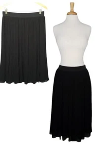 Torrid Black Pleated Midi Skirt Women's Size 00=M/L Elastic Waist Lined $49 New - Picture 1 of 9