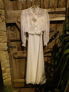 VINTAGE BRAUTKLEID UND SPITZENJACKE GRÖSSE 12 - Bild 1 von 18