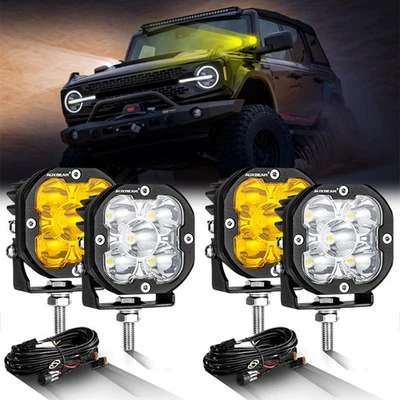 4 PIEZAS AUXBEAM 3" pulgadas LED vainas cubo de luz luces de conducción ámbar + luz de punto blanco Foto 1 de 4