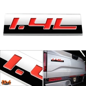 "1.4L" Polished Metal 3D Decal Red Emblem Exterior Sticker For Chevrolet/Buick - Picture 1 of 2