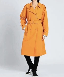 ADIDAS BLUE VERSION SLEEK LOOSE FIT LONG TRENCH COAT - ORANGE HN3336 Size 8 - 10 - Picture 1 of 9
