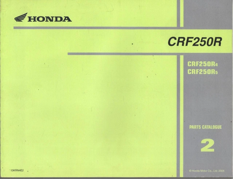 HONDA CRF250R,CRF250 R,R4,R5 MOTOCROSS 2004,2005 FACTORY PARTS CATALOGUE - Image 1 of 1