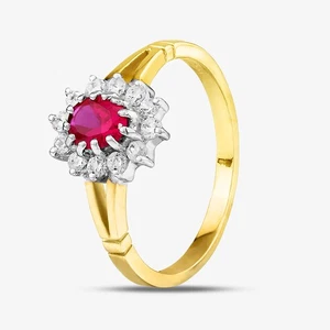 Anello a grappolo in oro giallo 9 kt con cristalli rossi e trasparenti DIV006R - Foto 1 di 4