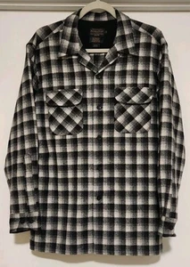 Pendleton 1958 Camisa de Tablero a Cuadros 100% Lana Virgen Para Hombre Mediana Negra Gris Cuadros - Imagen 1 de 14