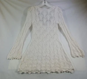 Wild Fable Sweater Dress Womens XS Crochet Knit Flare Sleeve Boho Scallop Hem - Picture 1 of 11