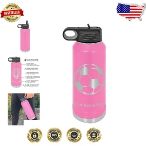 Engraved Soccer Ball Water Bottle - 40oz Stainless Steel for Ultimate Hydration - Picture 1 of 12