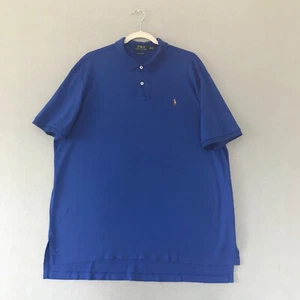 POLO Ralph Lauren Pima Cotton Mens Blue Short Sleeve Polo Shirt Size 2XL - Picture 1 of 8