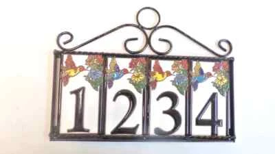 Choice of 6 Styles Horizontal 4 # Talavera Address Numbers in a Welded Frame - Image 1 of 4