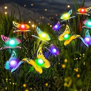 Solar Garden Lights,2 Pack Butterfly Solar Lights Outdoor,Waterproof Solar Light - Picture 1 of 6