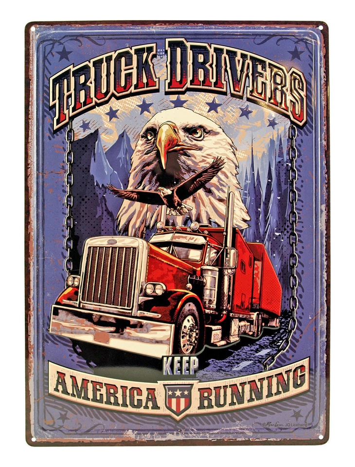 Truck Drivers Keep America Running Sign 17"x12" Eagle Semi Patriotic Decor - Image 1 of 1